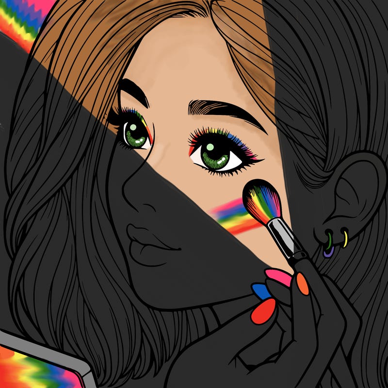 a realistic girl doing her makeup