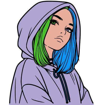 a realistic girl in a hoodie
