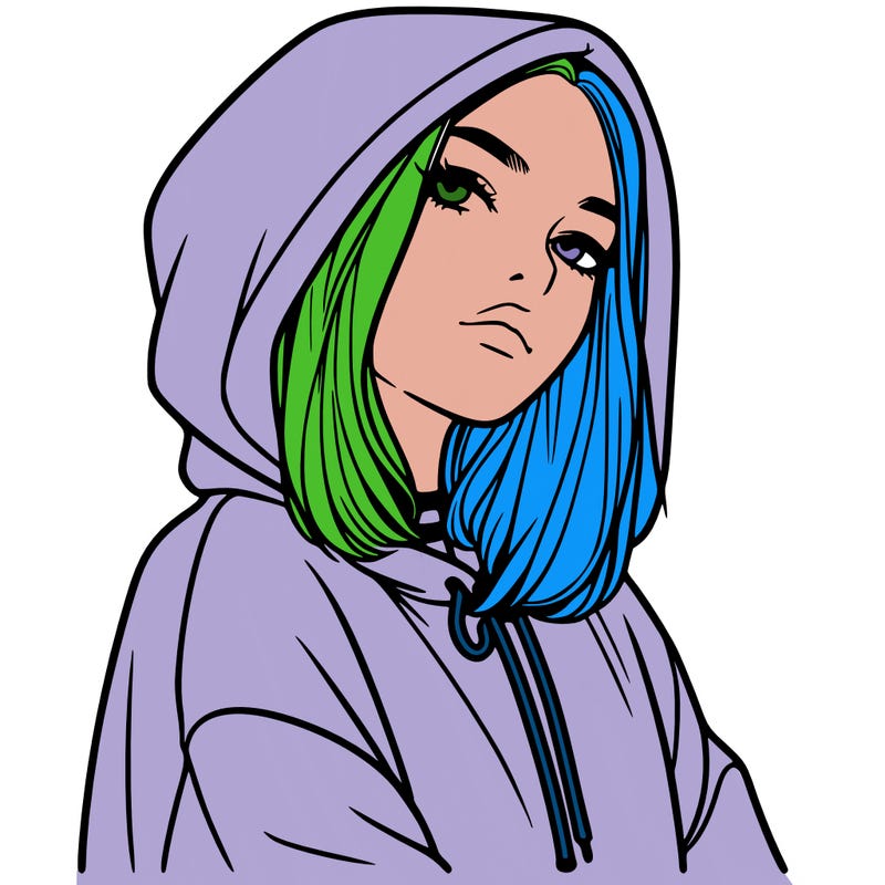 a realistic girl in a hoodie