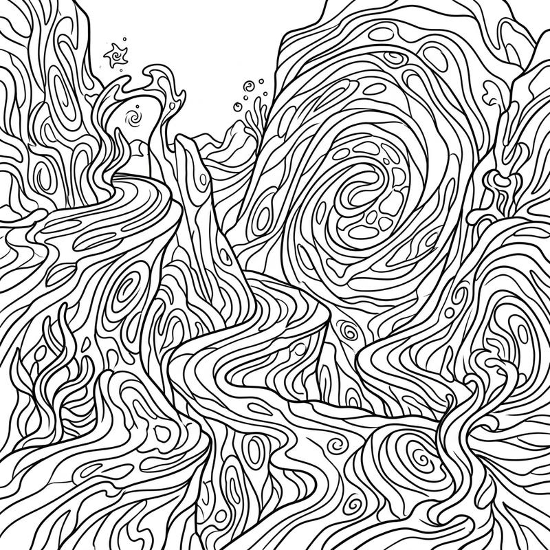 Embark on a mind-bending creative journey with this unique psychedelic cliffs coloring page. Its intricate, swirling patterns promise a captivating and truly immersive artistic experience.