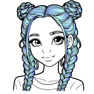 realistic girl with braids