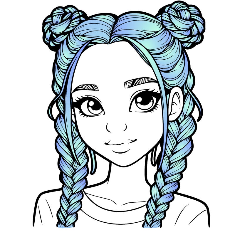 realistic girl with braids