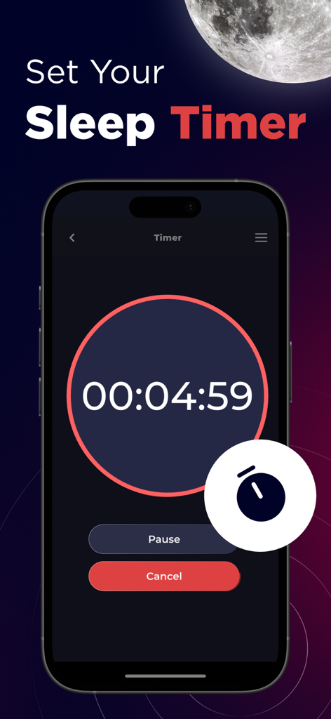 Radio Croatia FM Live Online - Recurso de timer para dormir no aplicativo Rádio Croácia FM mostrando um cronômetro de contagem regressiva