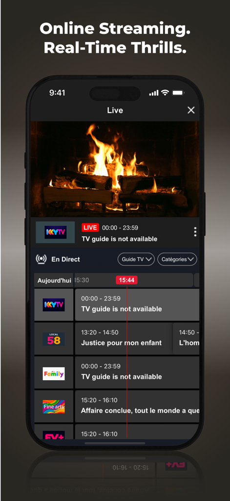 Setiptvpro - Setiptvpro App-Oberfläche mit einem Live-Stream und elektronischen Programmführer (EPG)