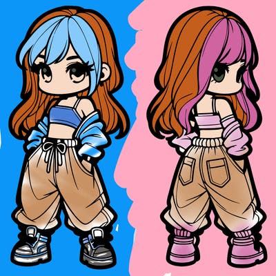 girl in crop top and baggy pants