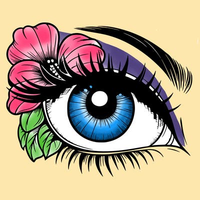 realistic eye with flower