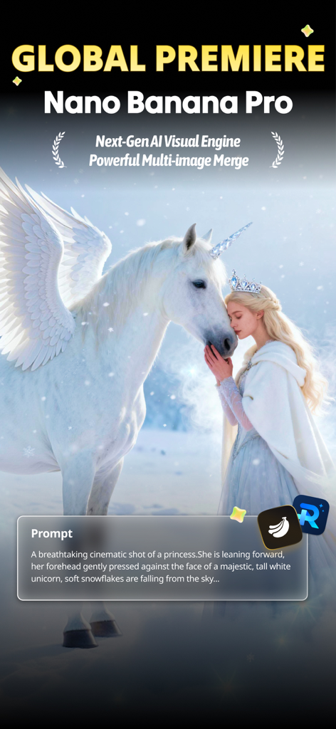 Repairit - AI Photo Enhancer - AI generated cinematic photo of a princess and winged unicorn based on a text prompt