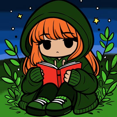 girl in oversized hoodie reading a book