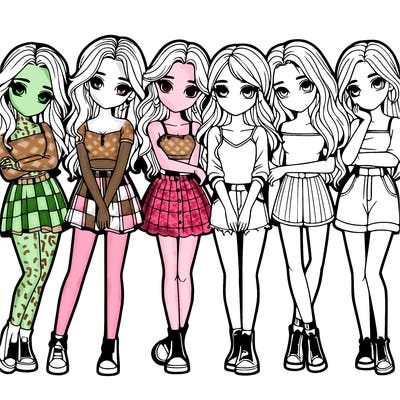 a group of girls realistic