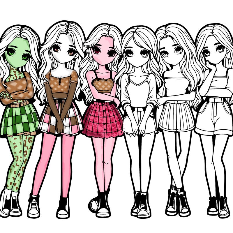 a group of girls realistic