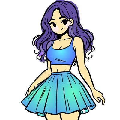 woman in a skirt and crop top