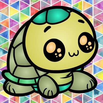 cute little animated turtle