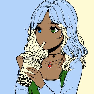 realistic girl drinking boba tea
