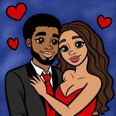 black man and white women in love realistic