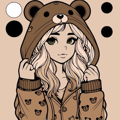 realistic girl in a animal pjs hoodie