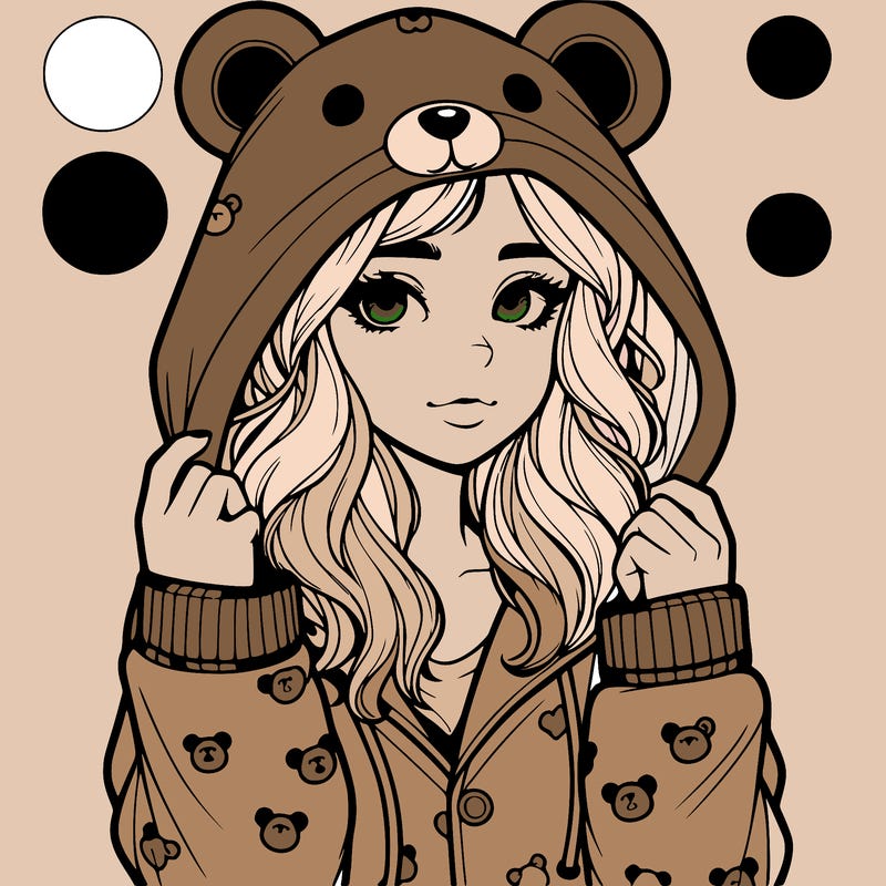 realistic girl in a animal pjs hoodie