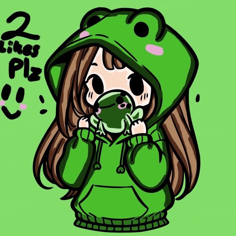 a girl holding a froggy hoodie