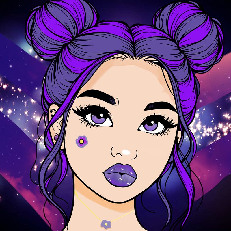 realistic girl with two buns on her hair and lips