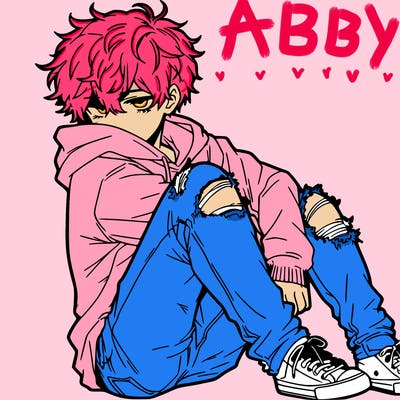 a male hoddie ripped jeans messy hair anime