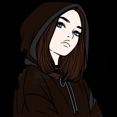 a realistic girl in a hoodie