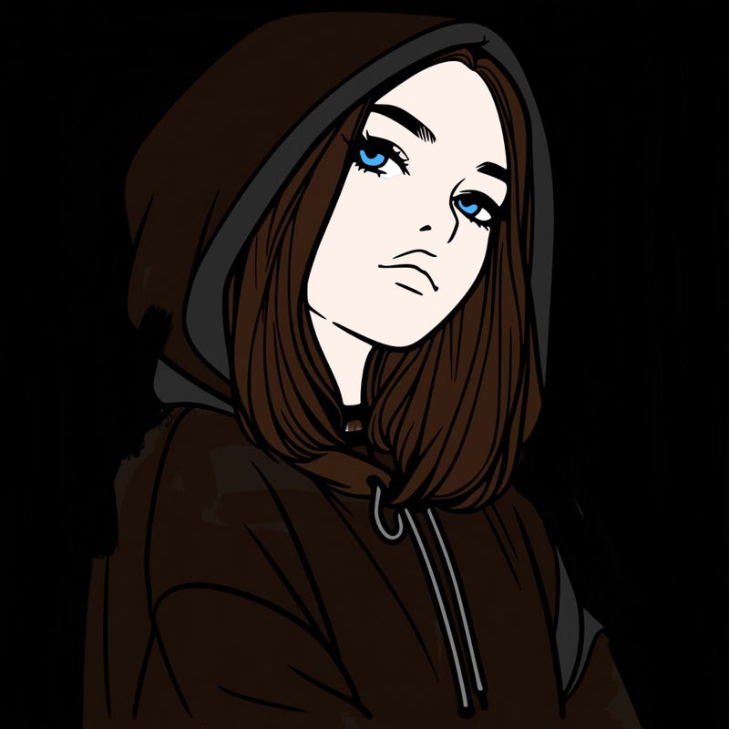 a realistic girl in a hoodie