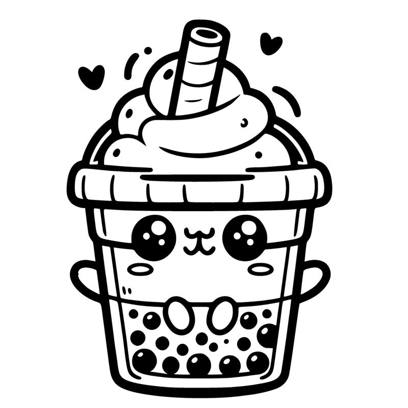 cute boba tea cartoon