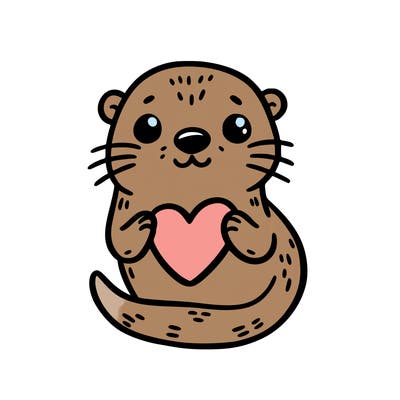 otter with a heart