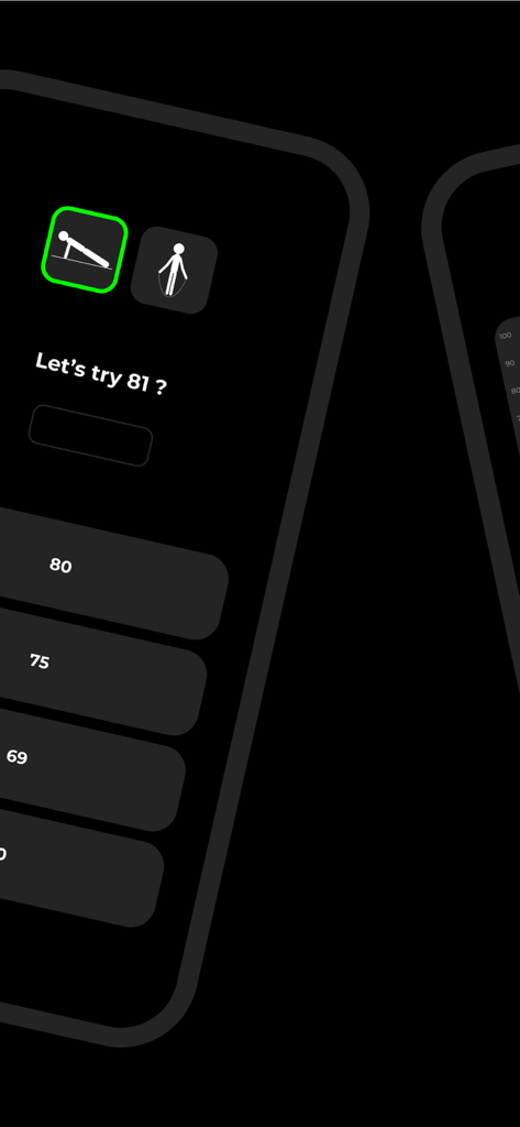 Rep counter, Jump counter - Interface para registrar repetições de flexões e pular corda no aplicativo Contador de Repetições