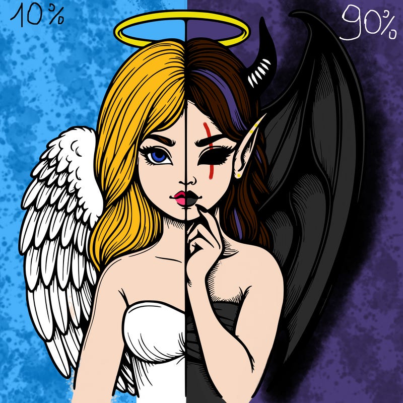 realistic angel half demon