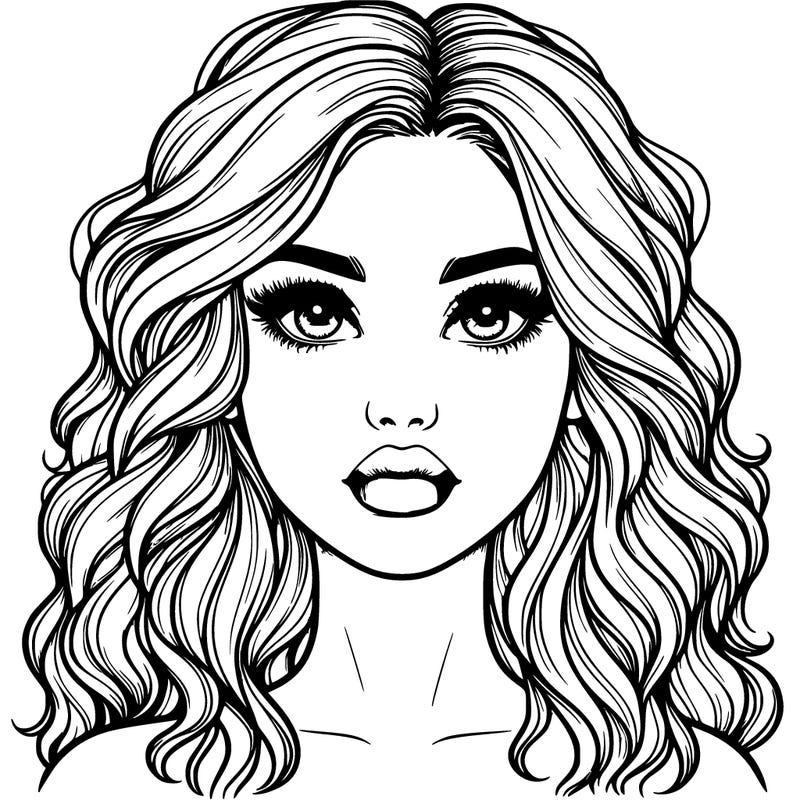 realistic girl with wavy hair and lips