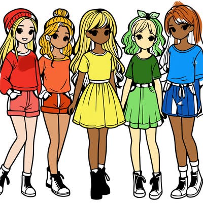 a group of five girls