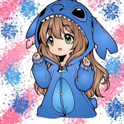 anime girl in a stitch onsie