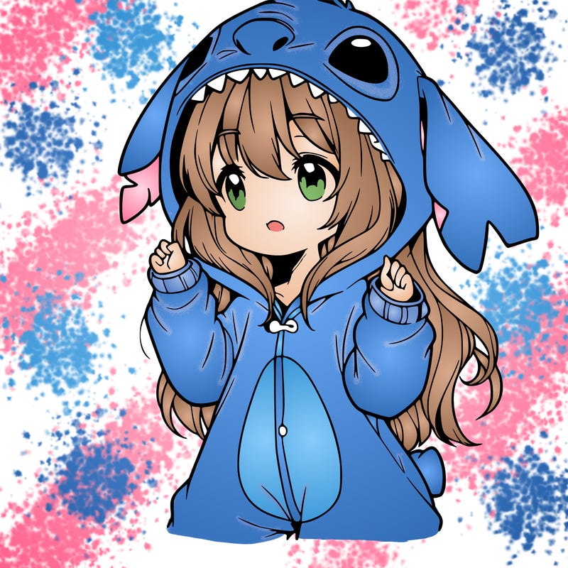 anime girl in a stitch onsie
