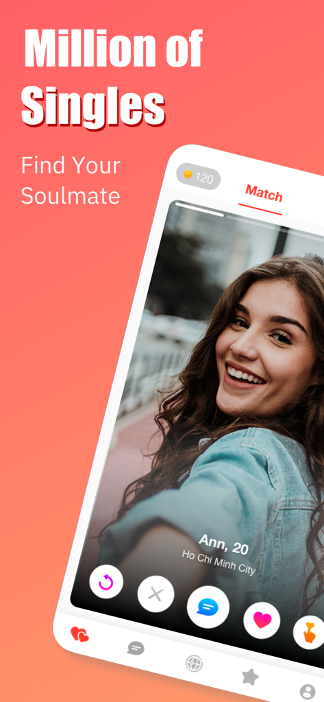 Mingle2 dating app screen displaying a user profile and the text Find Your Soulmate
