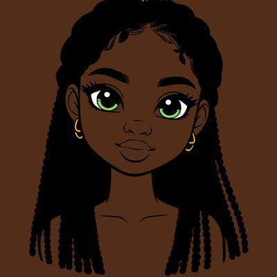 a realistic black girl with braids