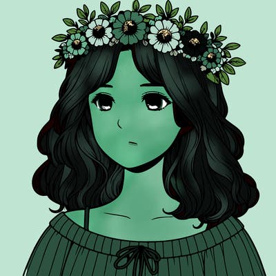 realistic girl with flowers crown