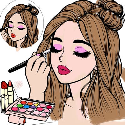 realistic girl doing makeup