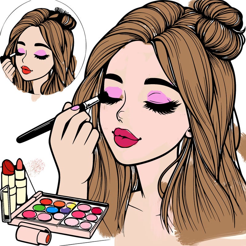 realistic girl doing makeup