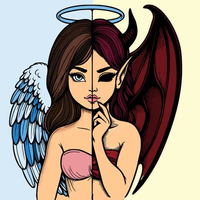 realistic angel half demon