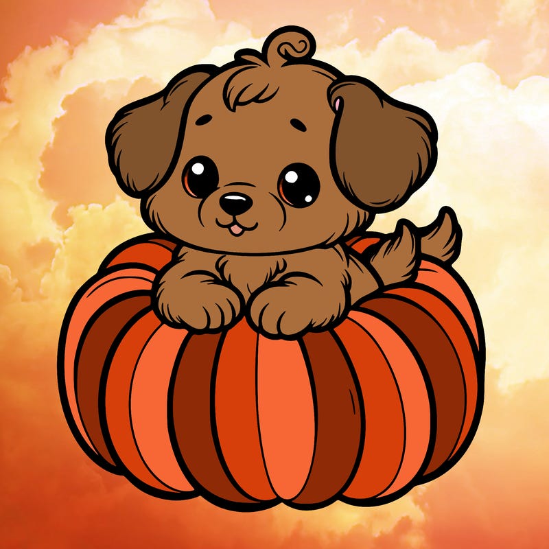 cute little puppy in a pumpkin