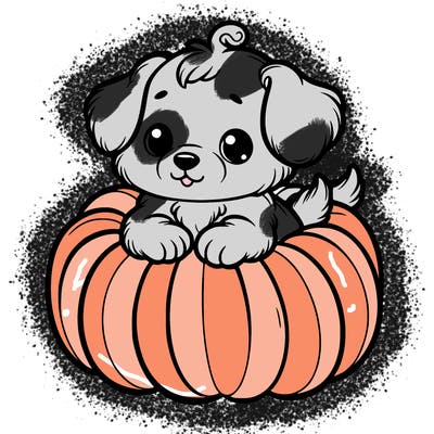 cute little puppy in a pumpkin