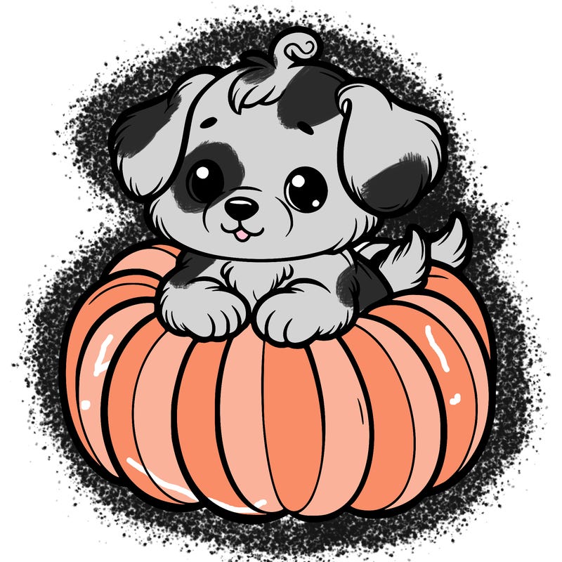 cute little puppy in a pumpkin