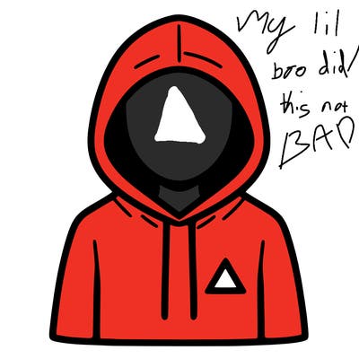 a person with non face waering a hoodie with a small triangle symbol