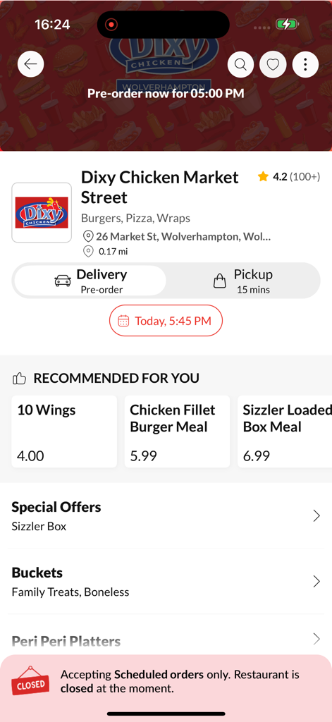 Dixy Chicken Online - Dixy Chicken Online app interface showing restaurant menu and delivery options