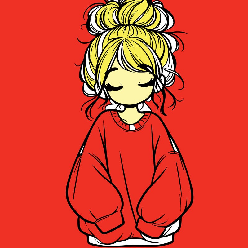 girl with baggy sweatshirt and messy bun