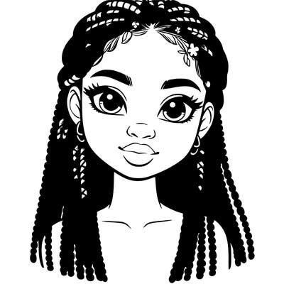 a realistic black girl with braids