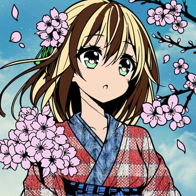 anime girl with cherry blossoms