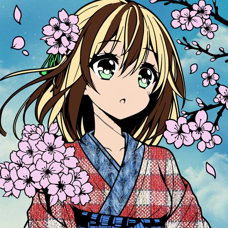 anime girl with cherry blossoms