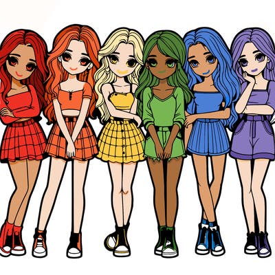 a group of girls realistic