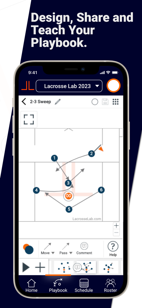 Lacrosse Lab - Lacrosse Lab mobile app showing the digital play designer and playbook feature